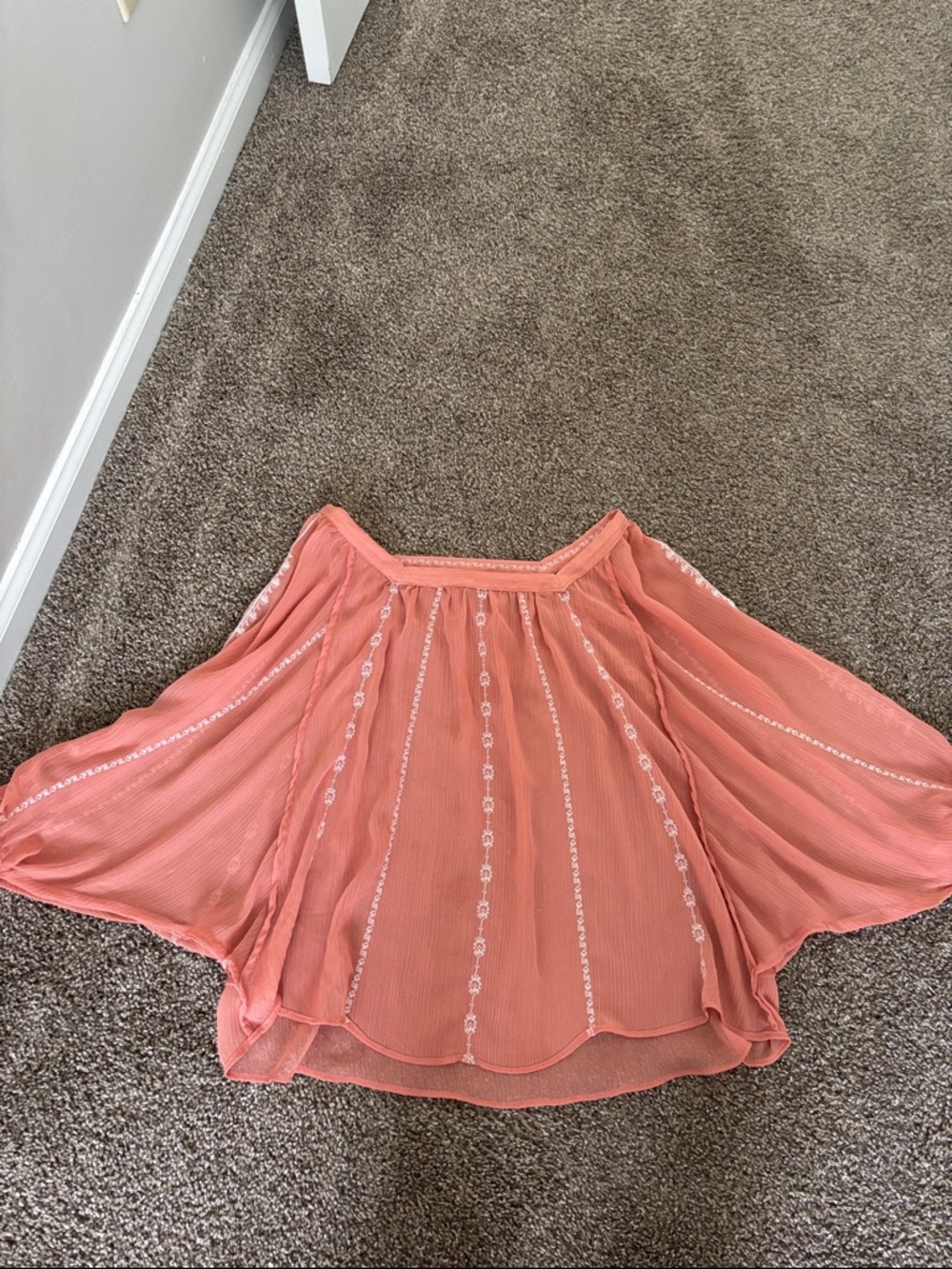 Peach Off-Shoulder Boho Blouse
